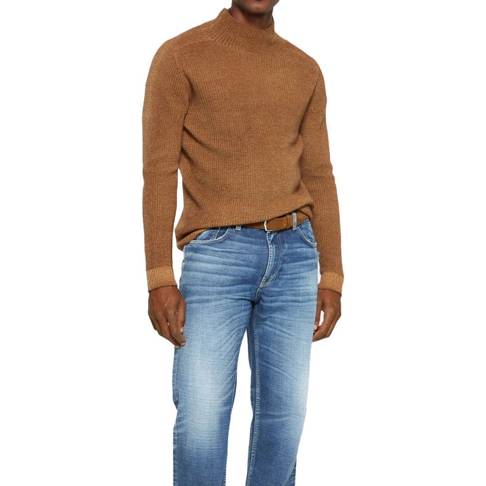 Dondup Coltrui Sweater Twee-Tone Gebreid Lange Mouw Brown Heren