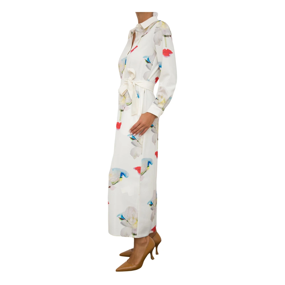 Marella Witte Polyester Jurk voor Vrouwen Multicolor Dames