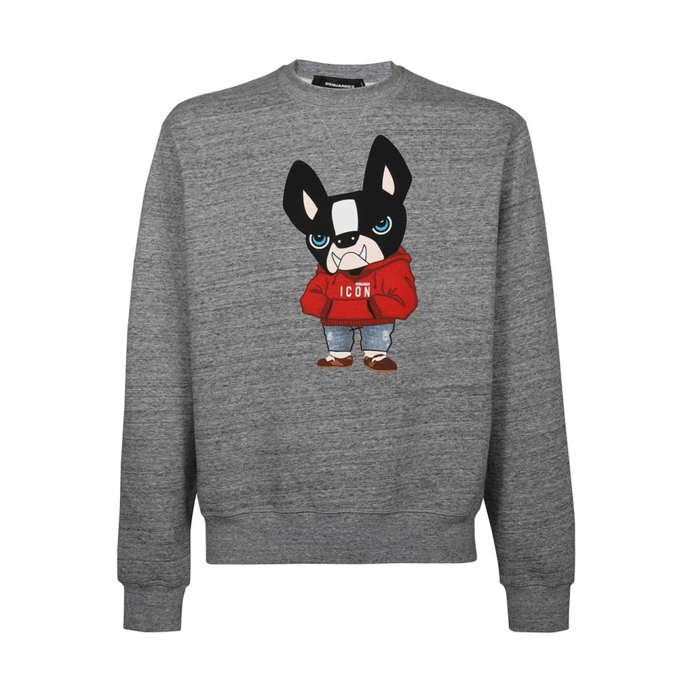 Dsquared2 Katoenen sweatshirt met geribbelde randen Gray Heren