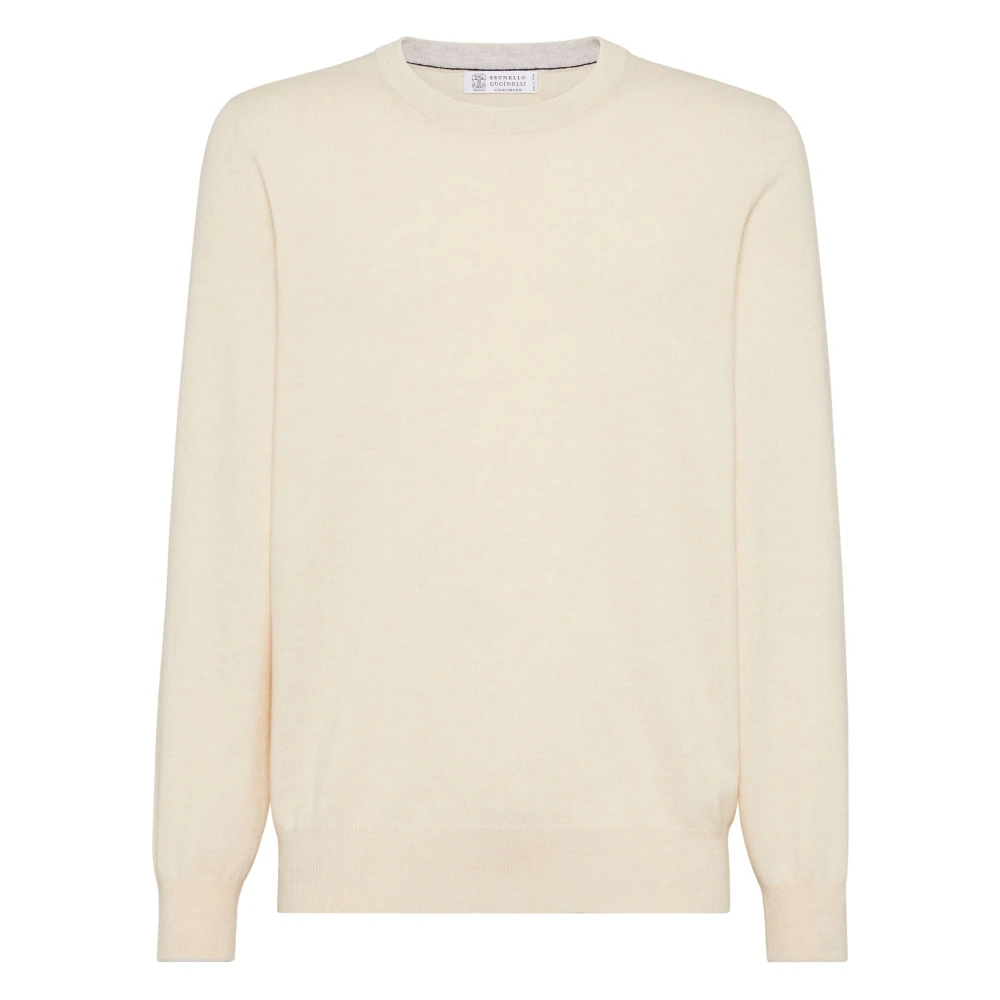BRUNELLO CUCINELLI Kasjmier Hals Trui Zenzero Mist Beige Heren
