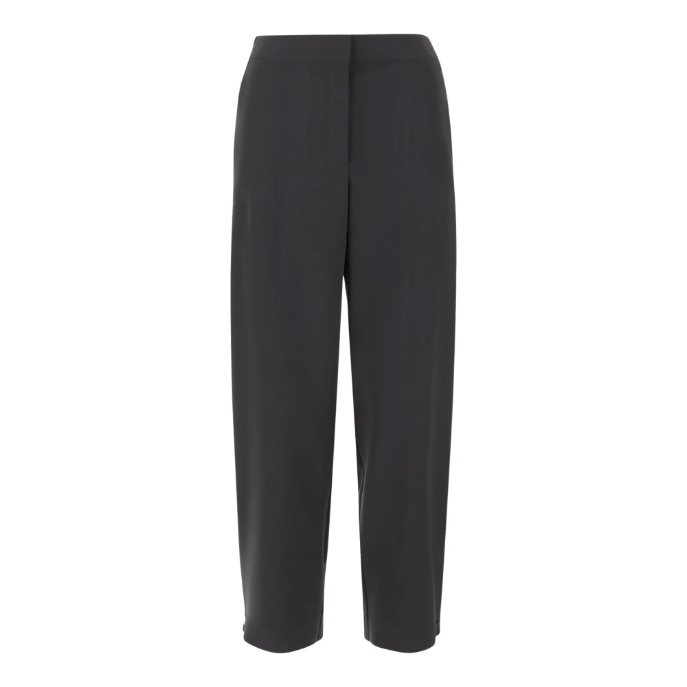Giorgio Armani Grijze Technische Cady Broek met Knoopdetail Gray Dames