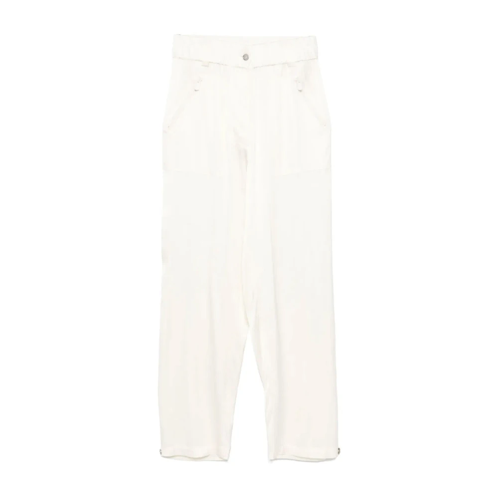 Pinko Women's White Straight Trousers, L, Casual Trousers