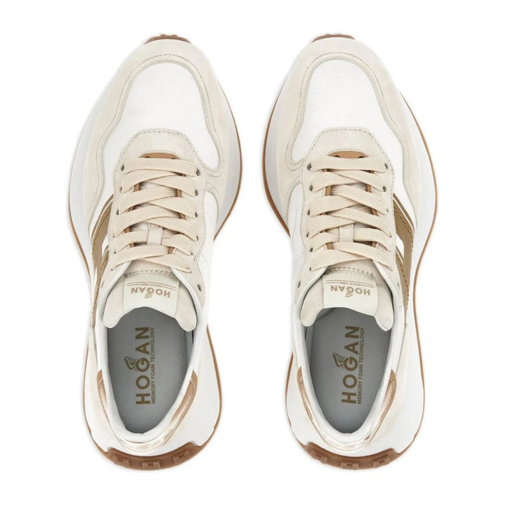 Hogan Witte Sneakers met Suède en Nylon Inzetstukken White Dames