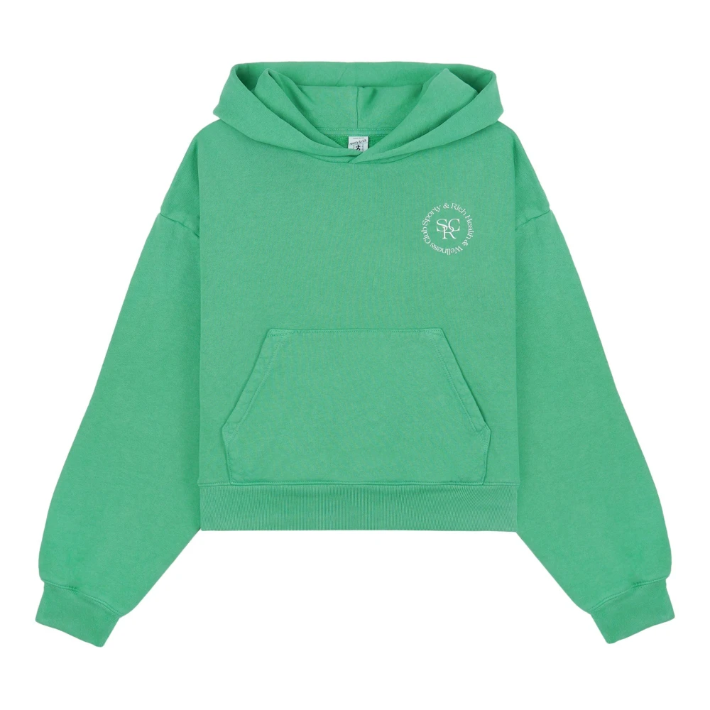 Sporty & Rich Cropped Hoodie med Fickor Green, Dam