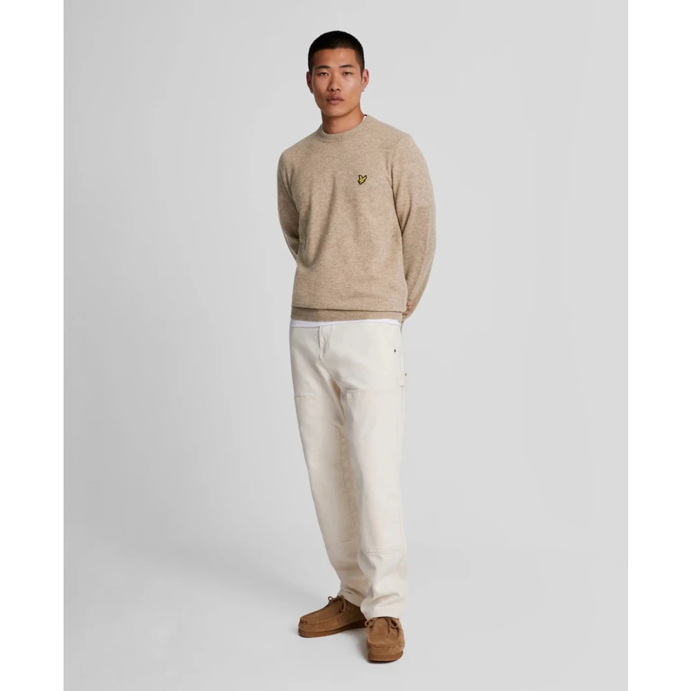 Lyle & Scott Taupe Lambswool Blend Crew Neck Sweater Beige Heren