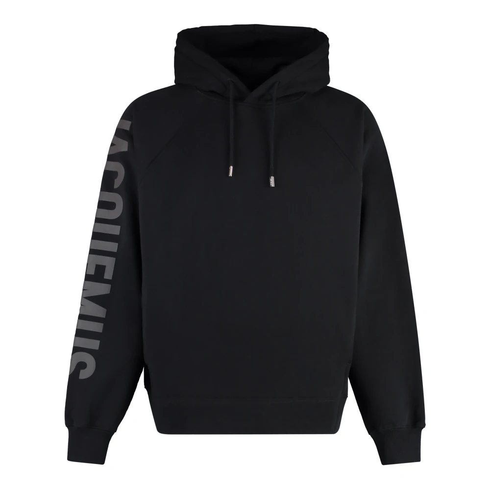 Jacquemus Katoenen hoodie met geribde randen Black Heren