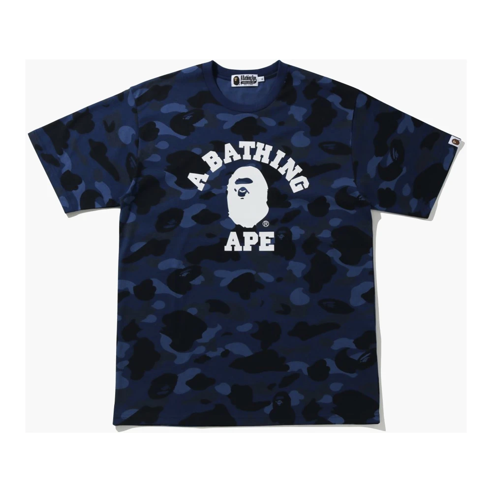 A Bathing APE Blauwe Camo College Tee Limited Edition Blue Heren
