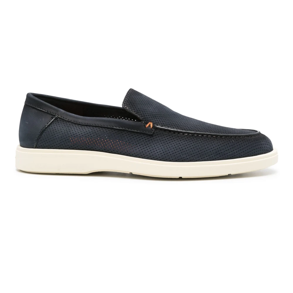 Santoni Blå Casual Stängda Loafers Blue, Herr