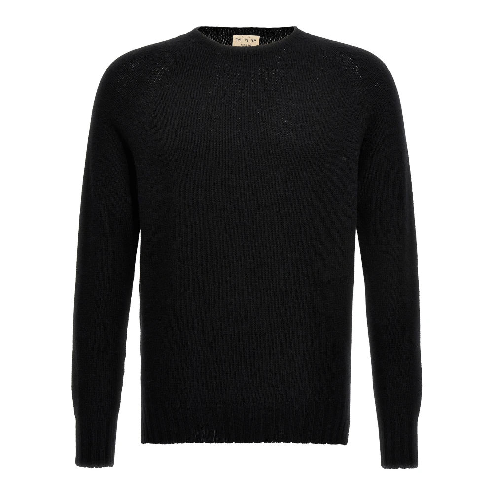 Ma'ry'ya Men's Black Round-Neck Knitwear, L, Cashmere Jumper