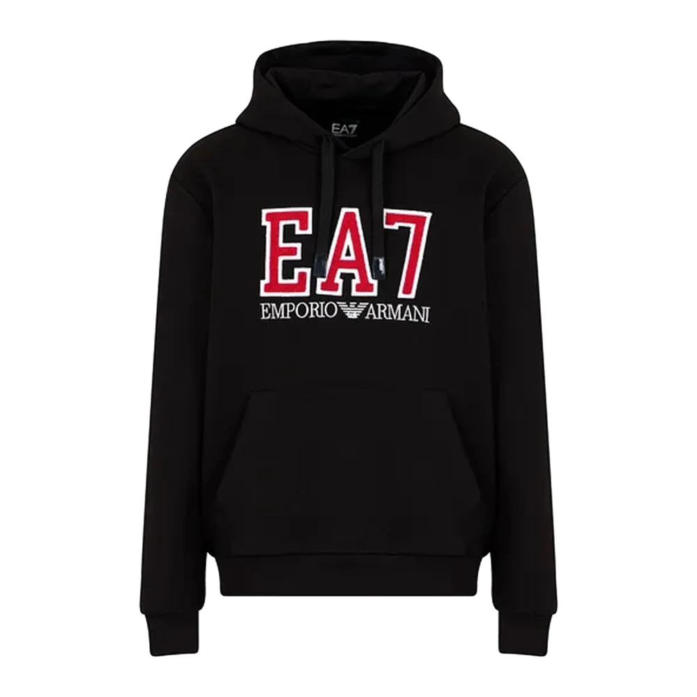 Emporio Armani EA7 Zwarte hoodie met college-geïnspireerde stijl Black Heren