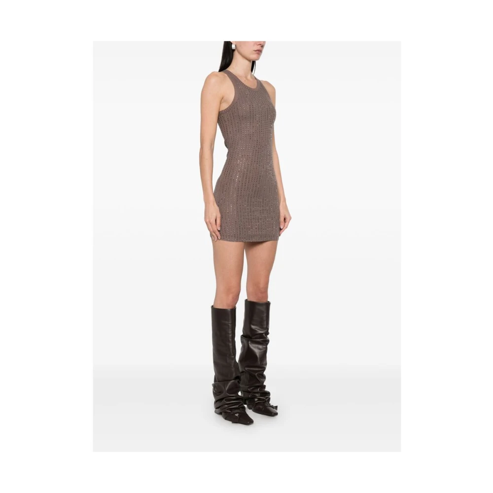 The Attico Aardebruine Crew Neck Jurk Brown Dames