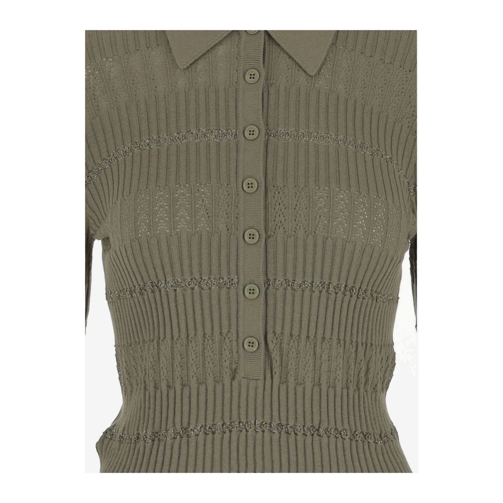 pinko Zijden Katoenen Polo Shirt Groen Green Dames