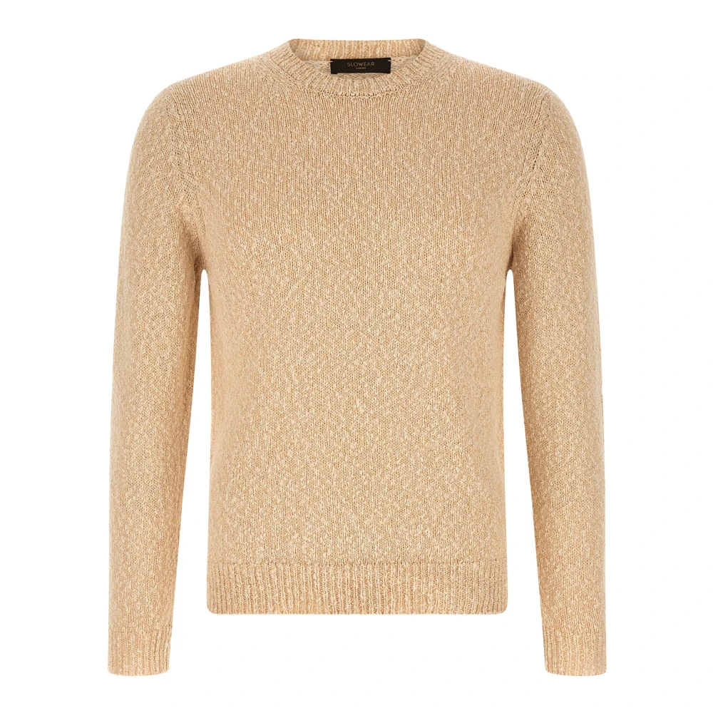 Zanone Men's Beige Knitted Cotton Jumper - Round-Neck Knitwear - M - Knitwear
