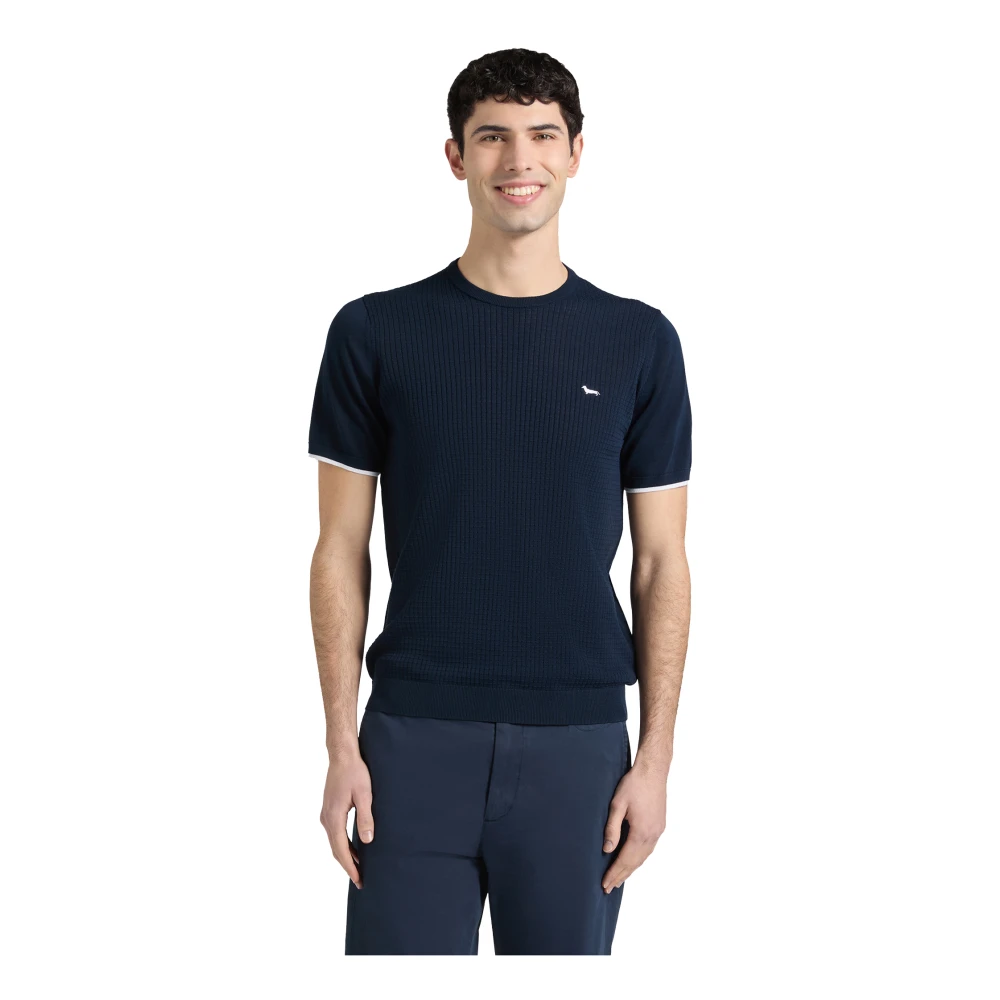 Harmont & Blaine Mannelijk Blauw Truien & Vesten Heren, 2XL, Katoen, Katoenen T-Shirt Van Gebreide Stof