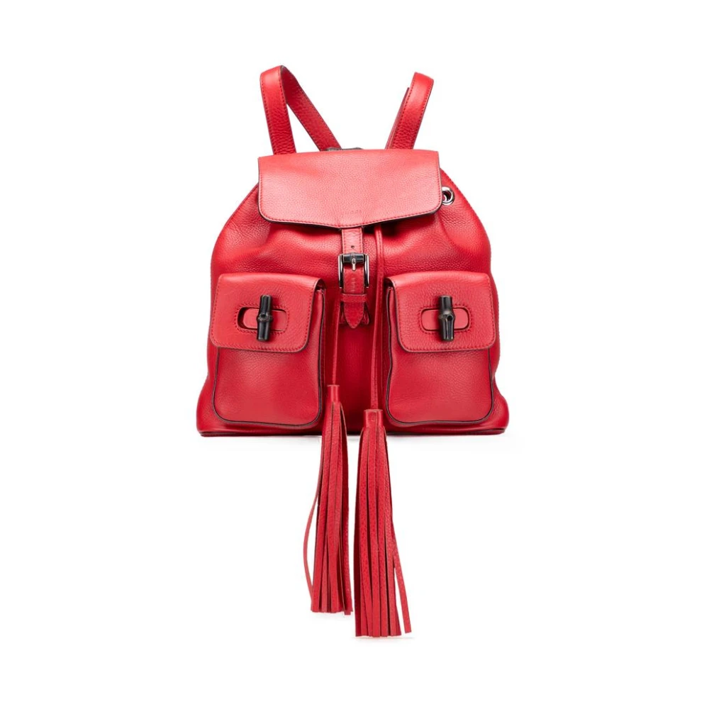 Gucci Vintage Women's Red Pre-Owned Leather Backpack