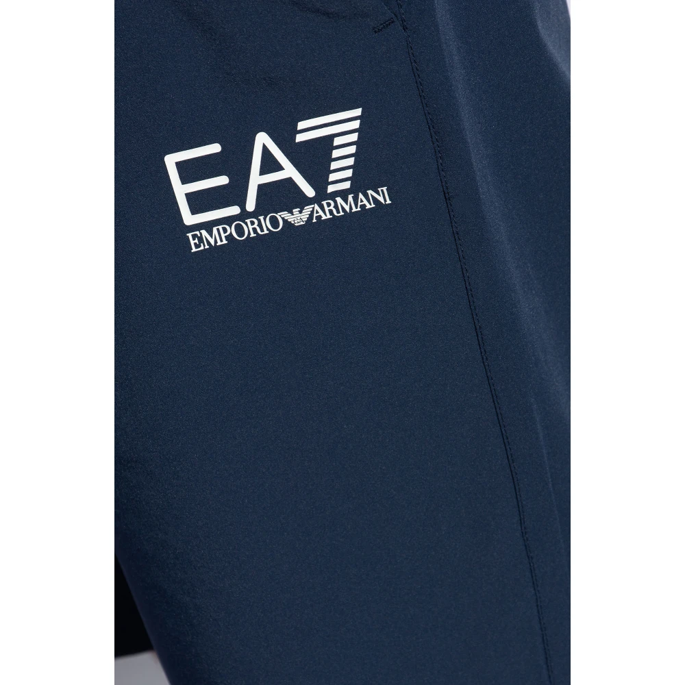 Emporio Armani EA7 Shorts met logo Blue Heren
