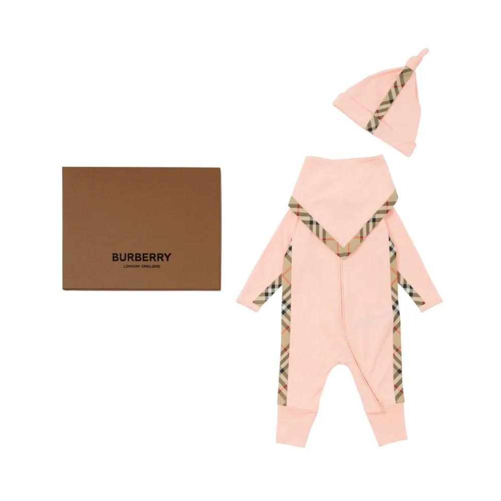 Burberry Barn Rosa Jumpsuit Set med Burberry Check Kant Pink, Unisex