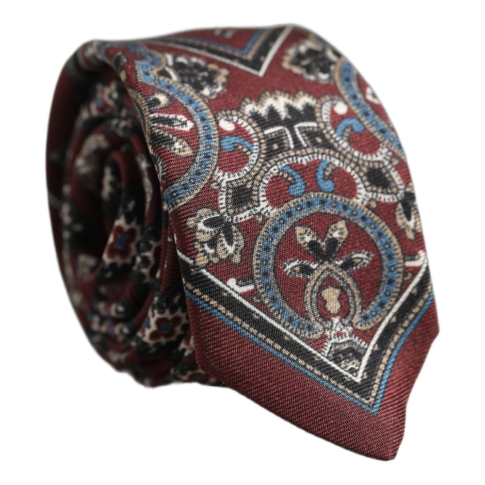 Dolce & Gabbana Bordeaux Printed 100% Silk Adjustable Men Necktie Tie - Image 2