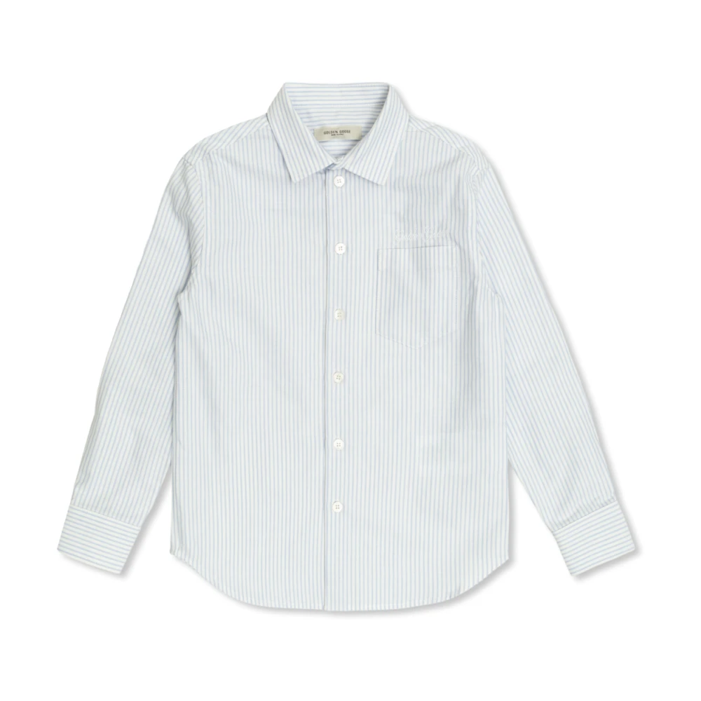 Golden Goose Unisex Blue/Golden Shirt With A Striped Pattern