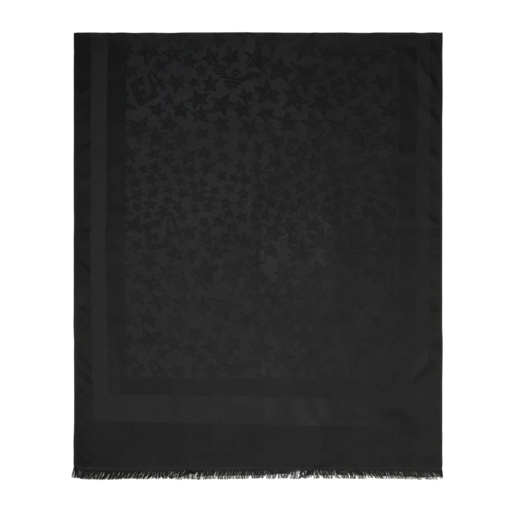 Emporio Armani Zwarte sterrenpatroon viscose sjaal Black Dames