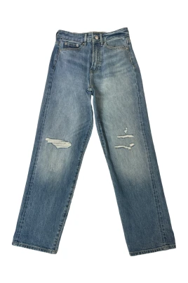 Jeans med Breda Ben Midjeblå