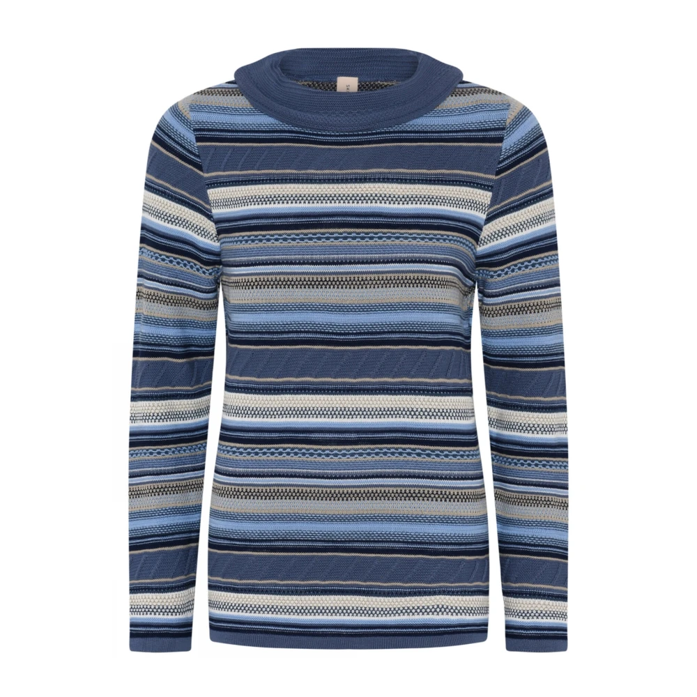 Skovhuus Gestructureerde Jaquard Pullov Bluser Crown Blue Multicolor Dames