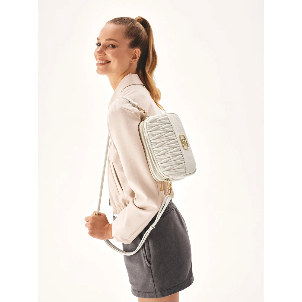 Kazar Kleine leren handtas met ruim interieur White Dames