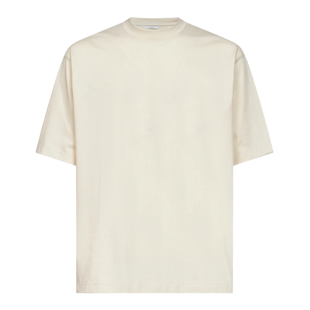Hevo Beige T-Shirts, Male, L, Ribbed High Crewneck T-Shirt