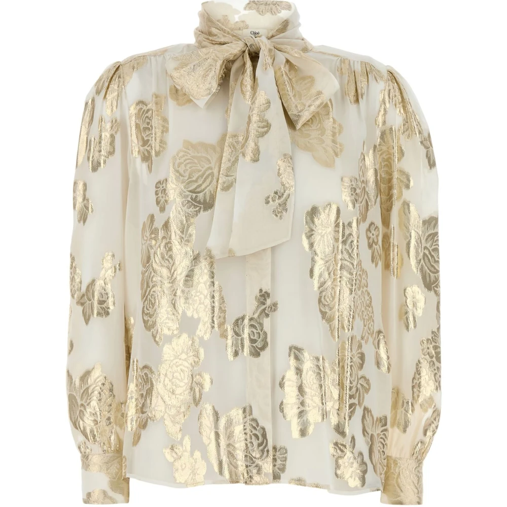 Chloé Bloemenprint wit overhemd met strik Multicolor Dames