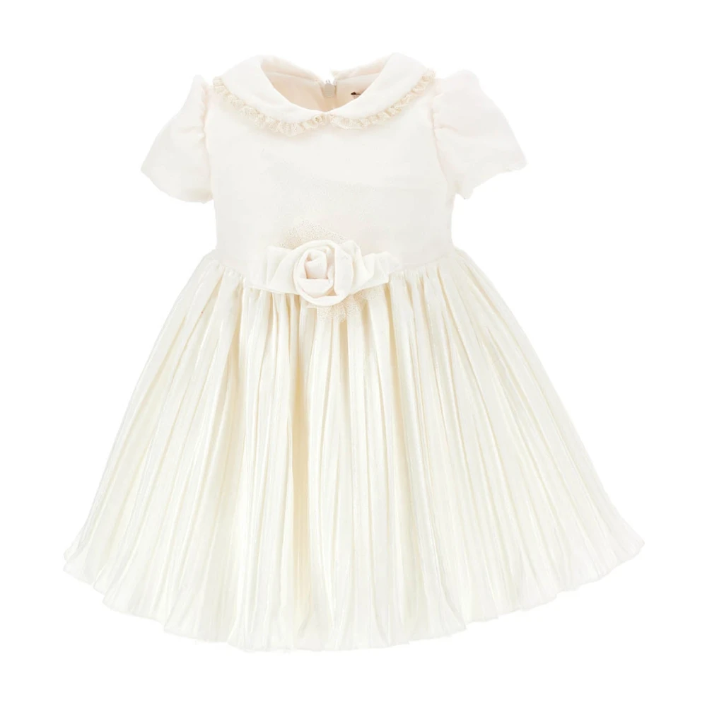 Monnalisa Girls White Vestito In Velluto - Kids Occasion Wear - 18 M - Kids
