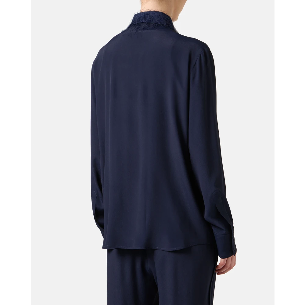 Iceberg Blauwe zijden blend crepe de chine overhemd met elegante details Blue Dames