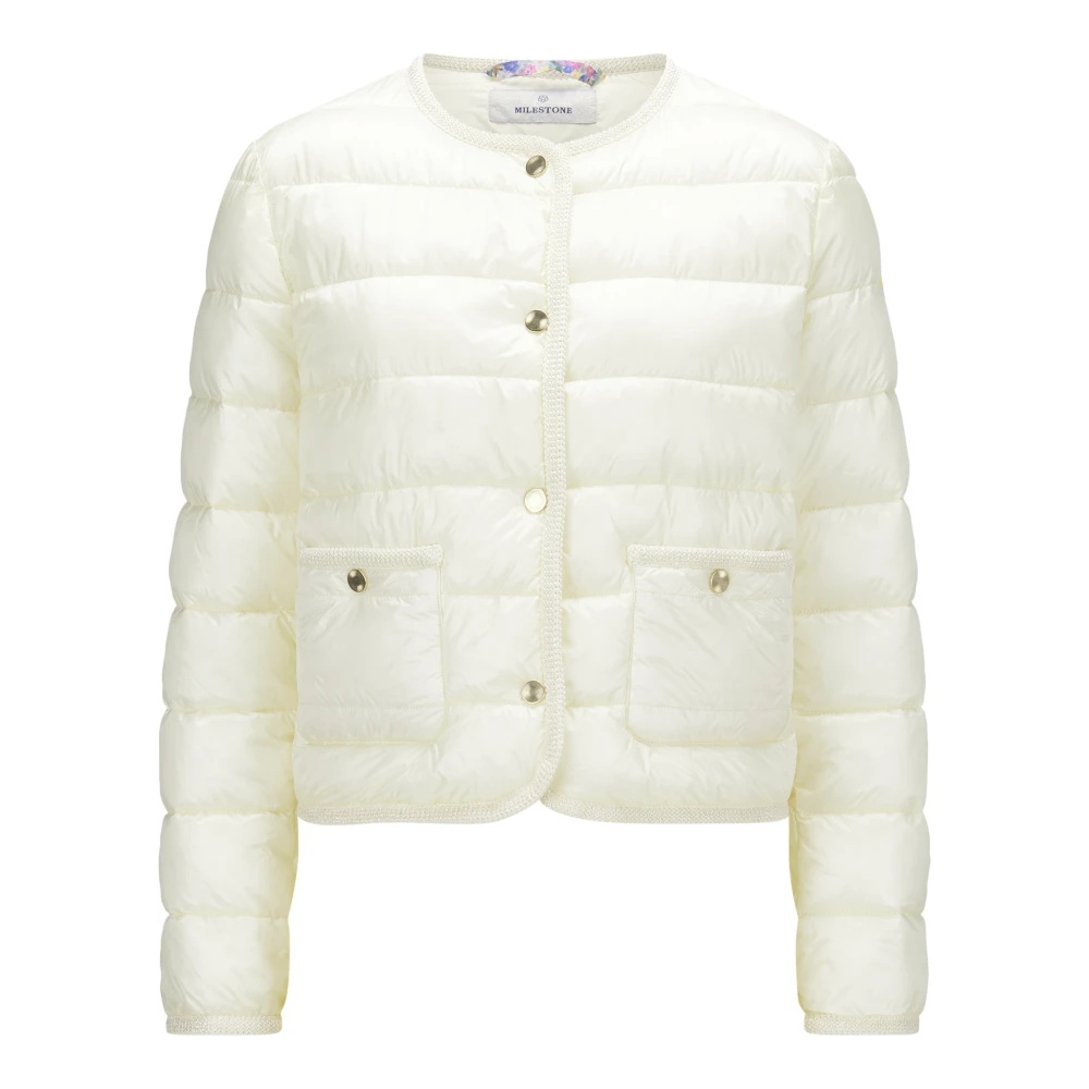 Milestone Gewatteerde Tweed Winterjas White Dames