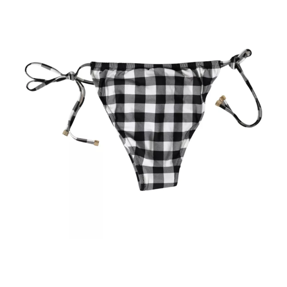 Dolce & Gabbana Geruite Bikini Onderkant Zwemkleding White Dames