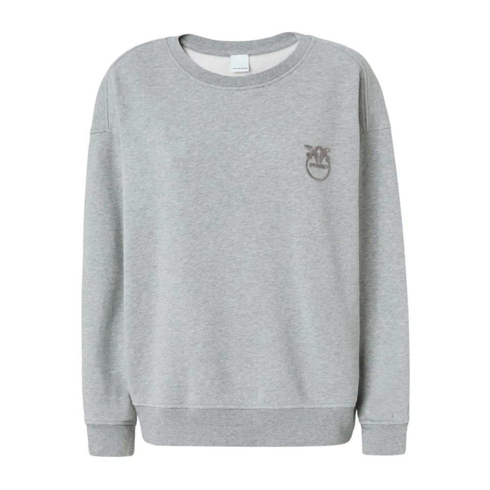 Pinko Geborduurd logo ronde hals sweatshirt Gray Dames