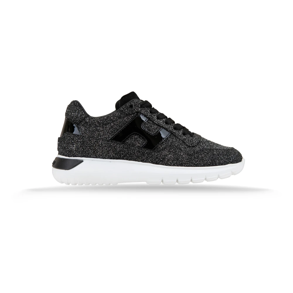 Hogan Glitter Leren Veterschoenen Vrouwen Dames Schoenen Zwart