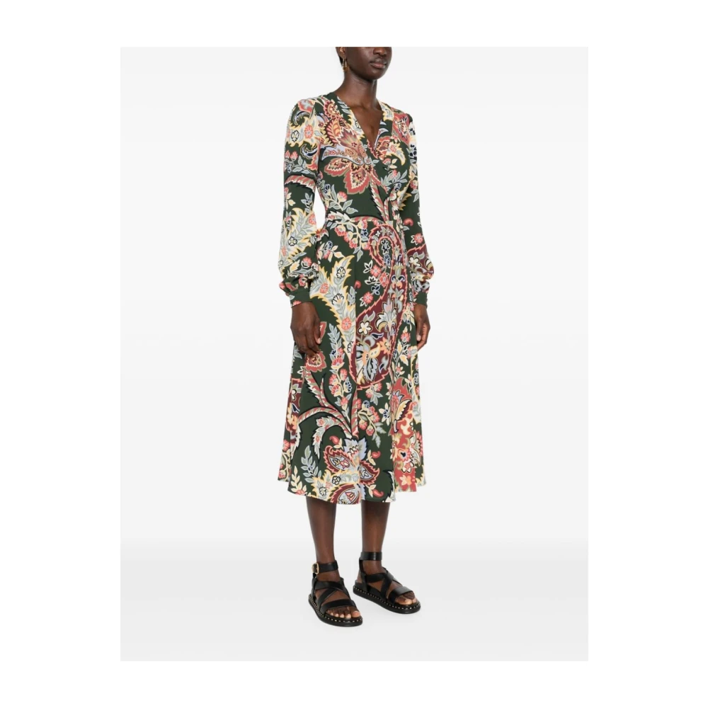 ETRO Bloemen Wrap Jurk Groen Multicolor Dames
