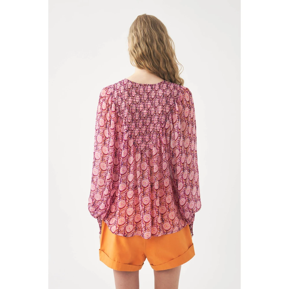 Antik batik Chiffon print blouse Cassy Pink Dames