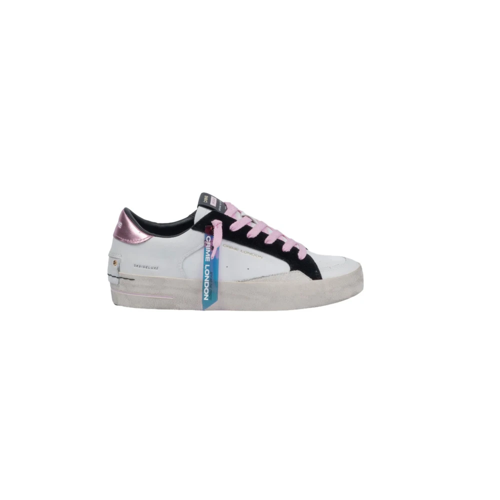 Crime London Witte en Roze Skate Deluxe Sneakers White Dames