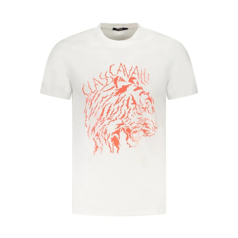 Cavalli Class Men's White Graphic Tee For