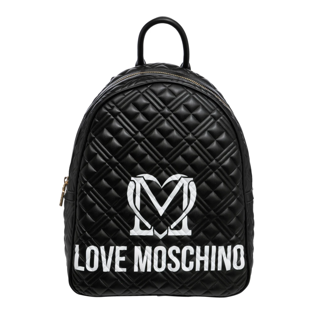 Love Moschino Multifärgad Logo Ryggsäck med Dragkedja Black, Dam