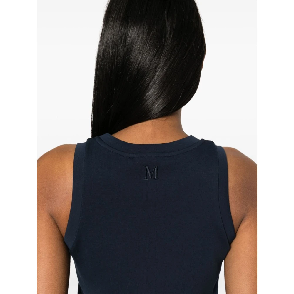 Max Mara Blauwe Geborduurde Mouwloze Top Blue Dames