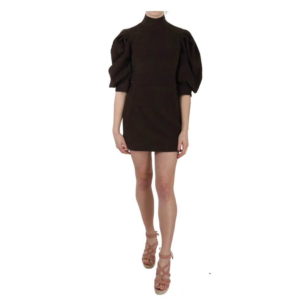 Dolce & Gabbana , Short Dresses, Female, Brown, S, Chic Brown Corduroy Bodycon Mini Dress