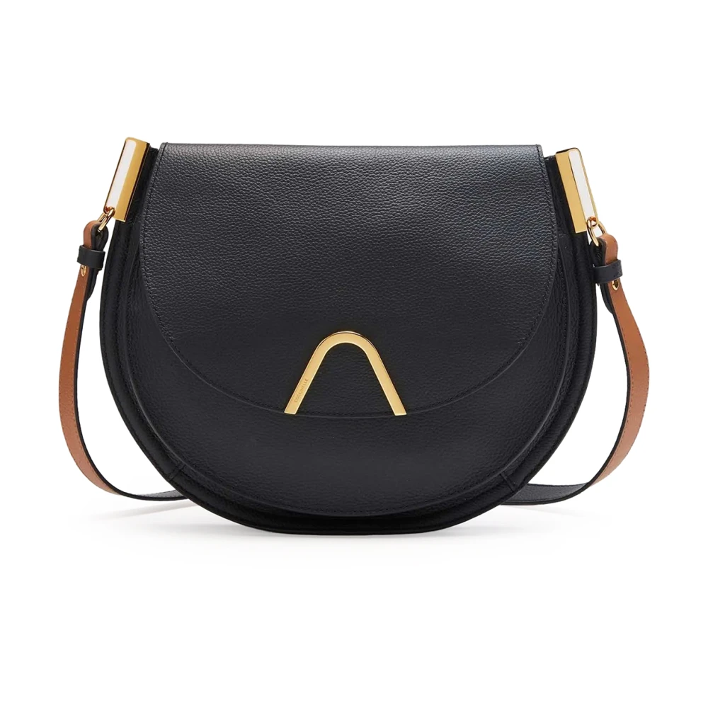 Coccinelle Zwarte Leren Schoudertas Sunup Black Dames