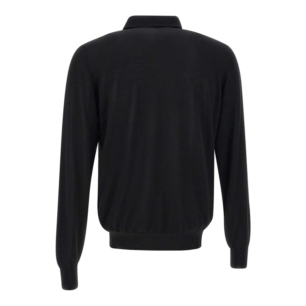 Filippo De Laurentiis Zwarte Merinowol Polo Shirt Black Heren
