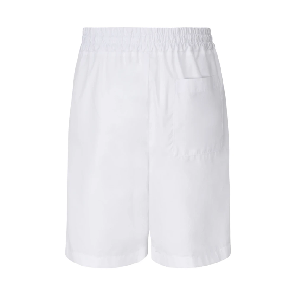 Lardini Witte Katoenen Elastische Trekkoord Shorts White Heren