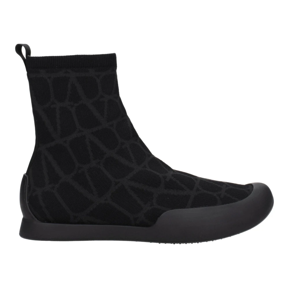 Valentino Garavani Mannelijk Zwart E Stoffen High Tops Sneakers