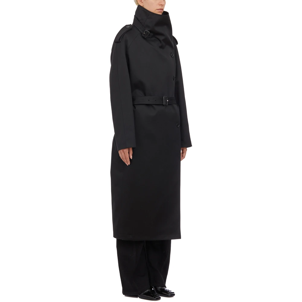Courrèges Lange Katoenen Trenchcoat Black Dames