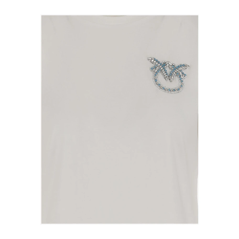 pinko Kristal Logo Katoenen T-shirt White Dames