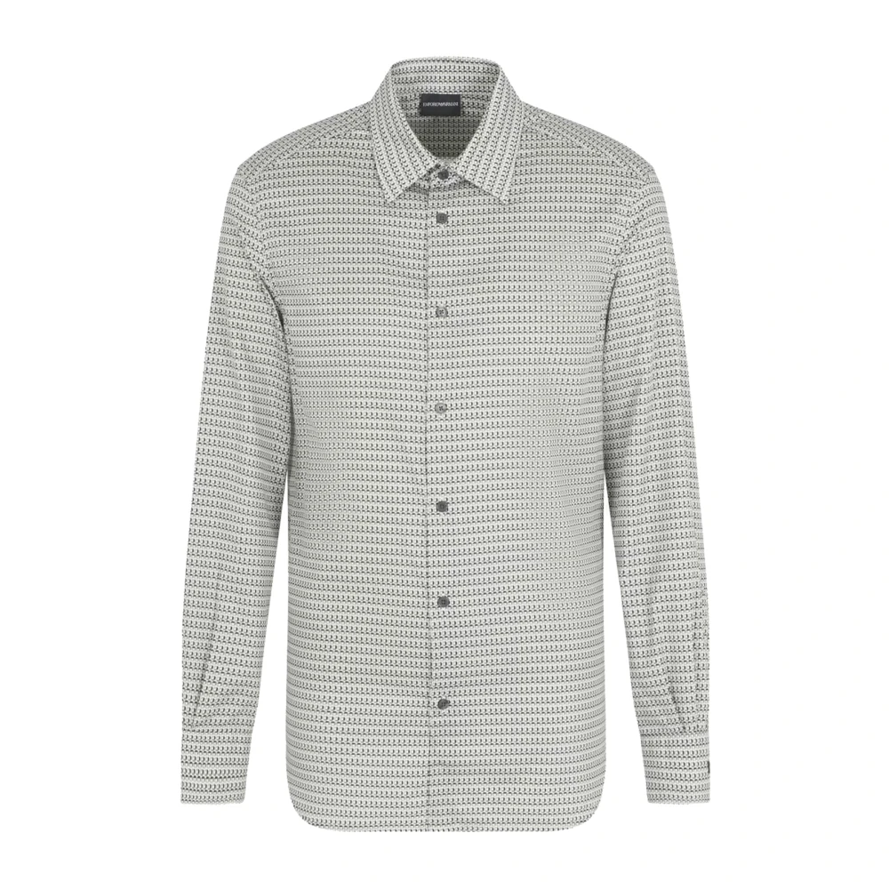 Emporio Armani Men's Gray Casual Shirts,, Cotton Patterned Shirt Extra Large