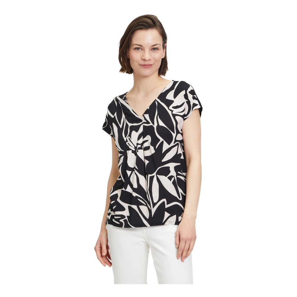 Betty & Co Grafische Print Blouse Shirt Black Dames